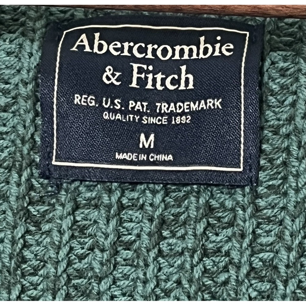 NWT Abercrombie & Fitch Sweater Dress Medium Green Knit V Neck Y2K Preppy Ribbed - Picture 5 of 5